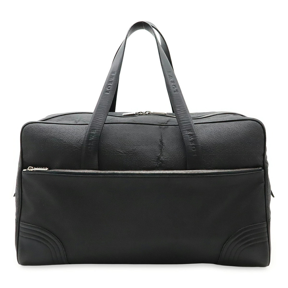 Loewe Repeat Anagram Boston Bag Travel Embossed Leather Black